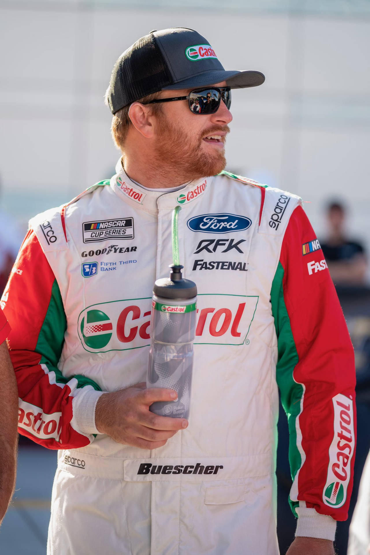 Chris Buescher Celebrating With A Champagne Bottle