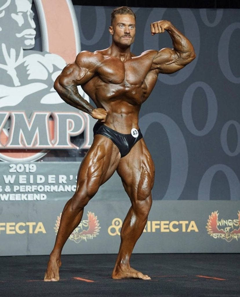 Chris Bumstead Classic One Bicep Pose Background