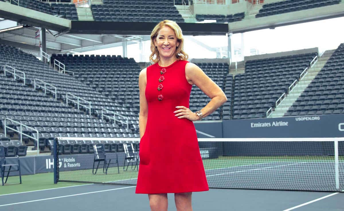 Chris Evert Dazzles In Vibrant Red Dress.