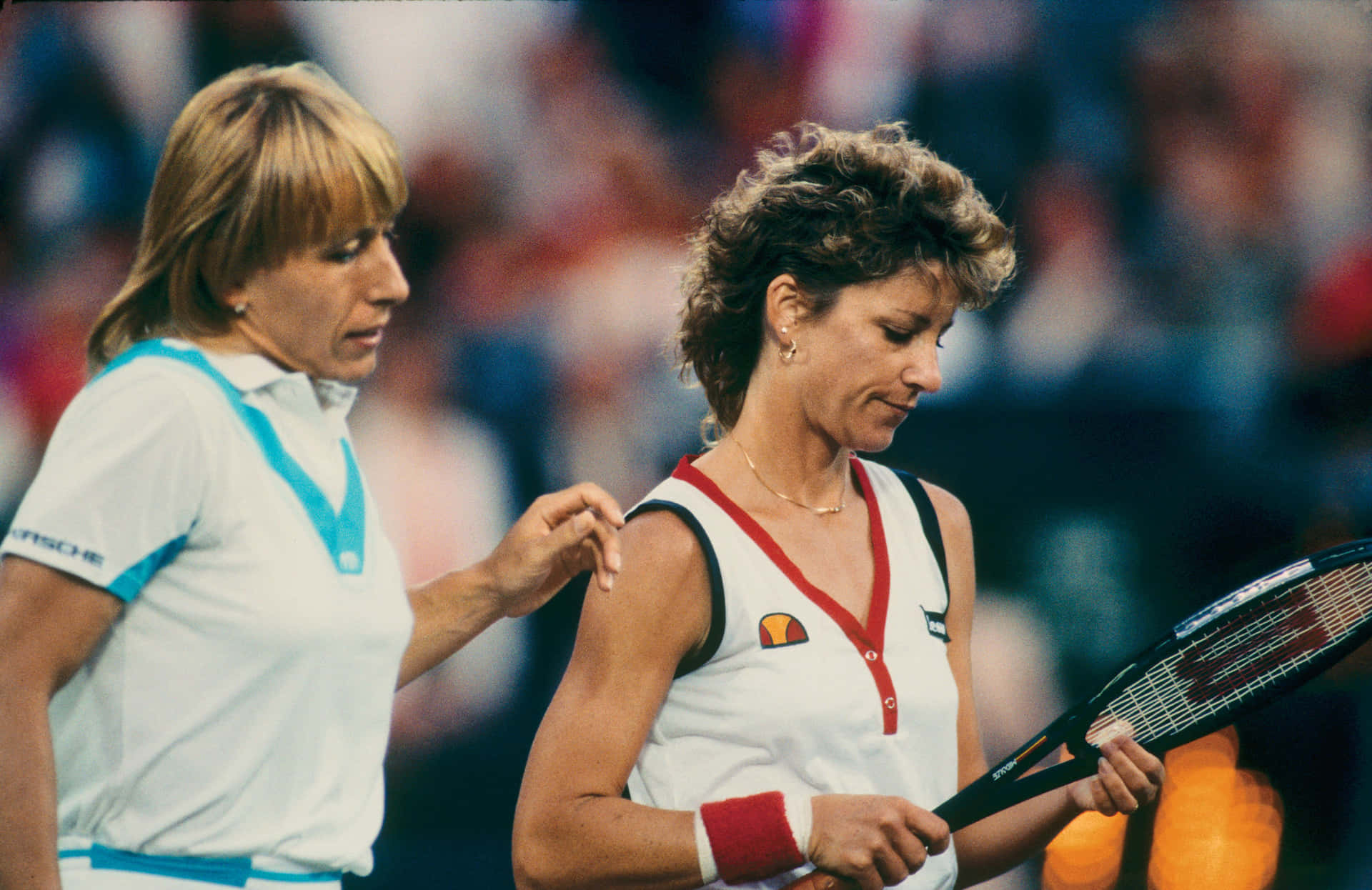 Chris Evert Playing With Martina Background