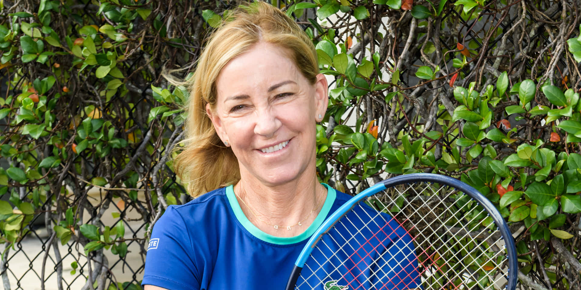 Chris Evert Smiling In Blue