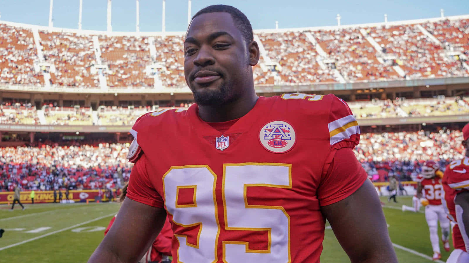 Chris Jones 95 Red Jersey Background