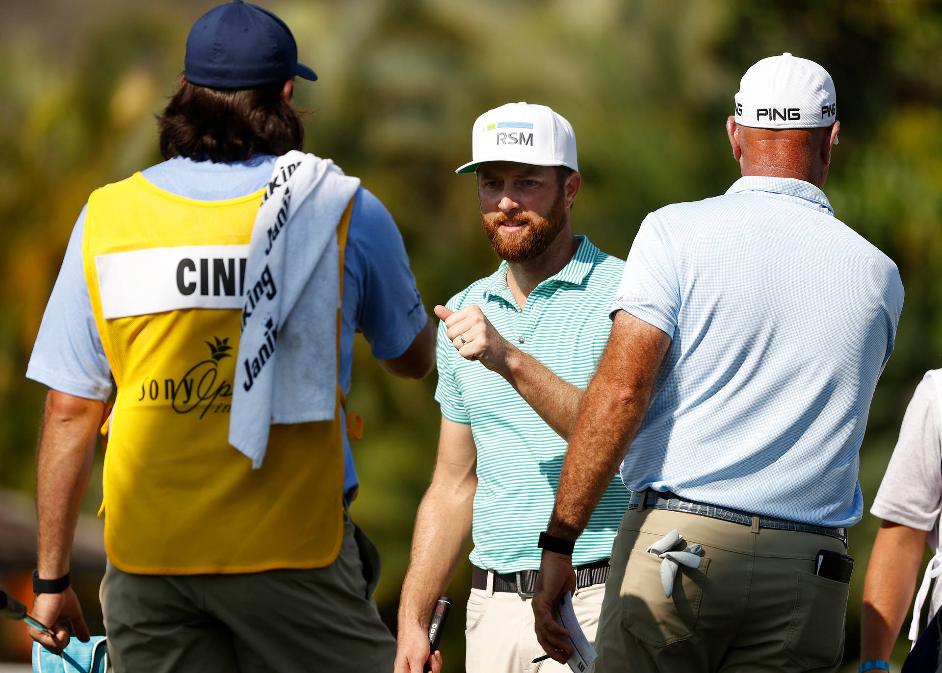 Chris Kirk Fist Bump With Caddie