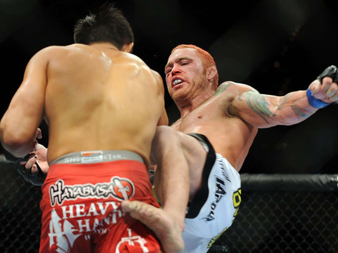 Chris Leben Kicking Yoshihiro Akiyama Background