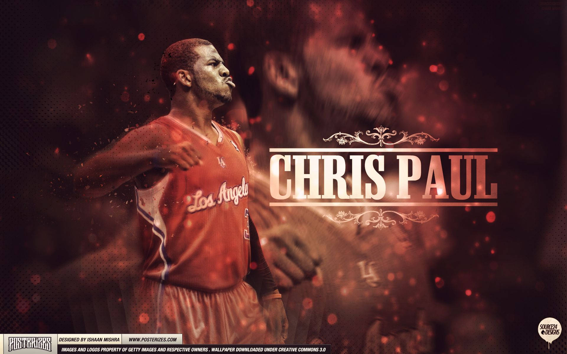 Chris Paul Red La Clippers Jersey Background