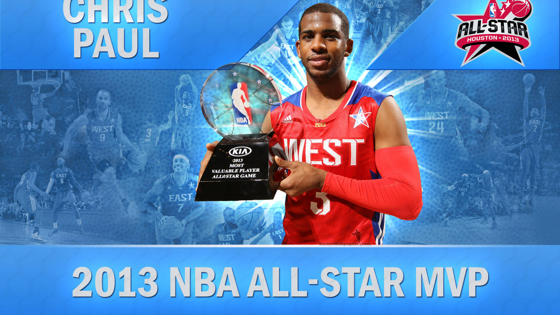 Chris Paul Red West Jersey Background