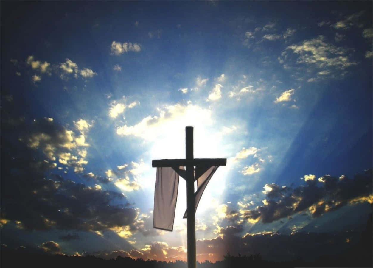 Christ Is Risen Cross White Flag Background