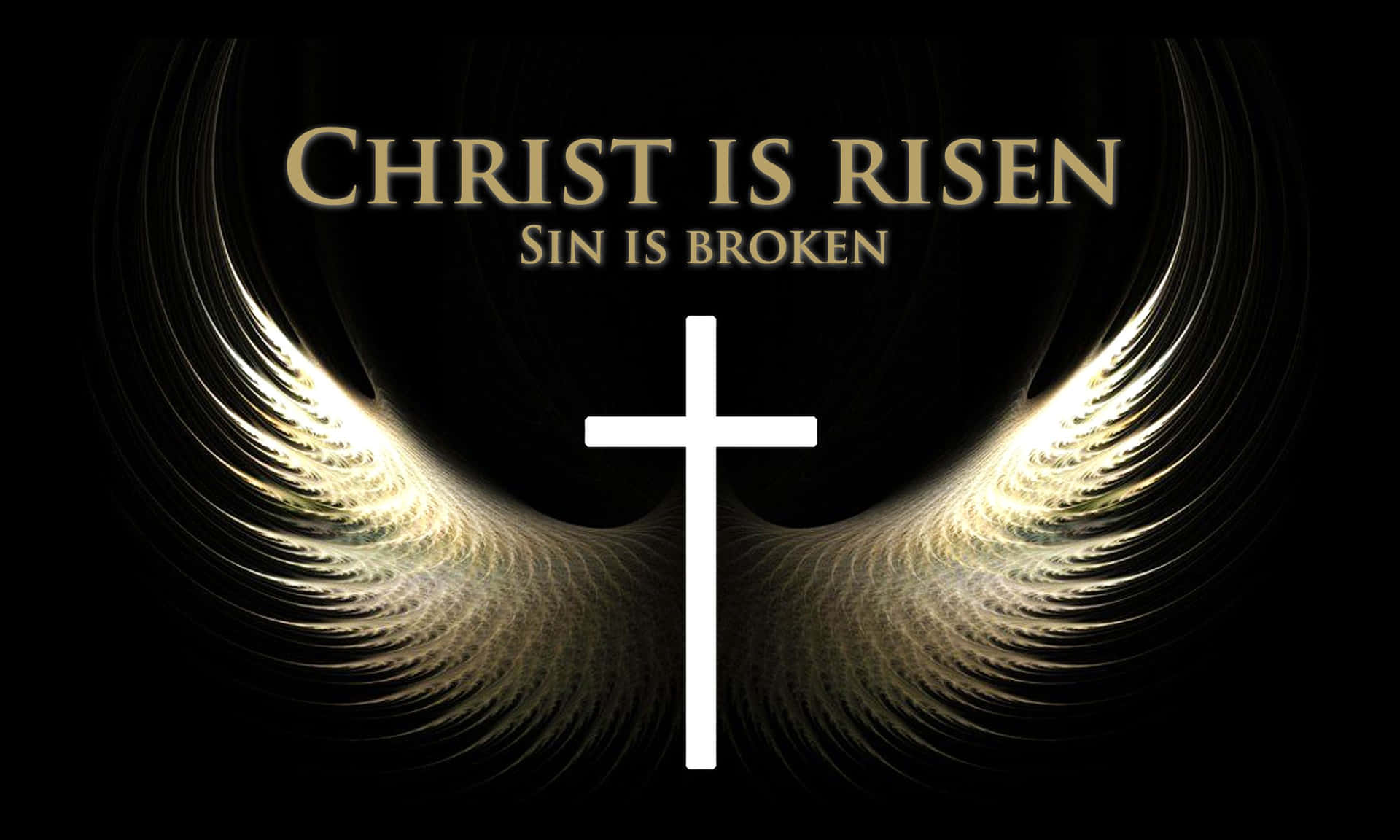 Christ Is Risen White Wings Cross Background