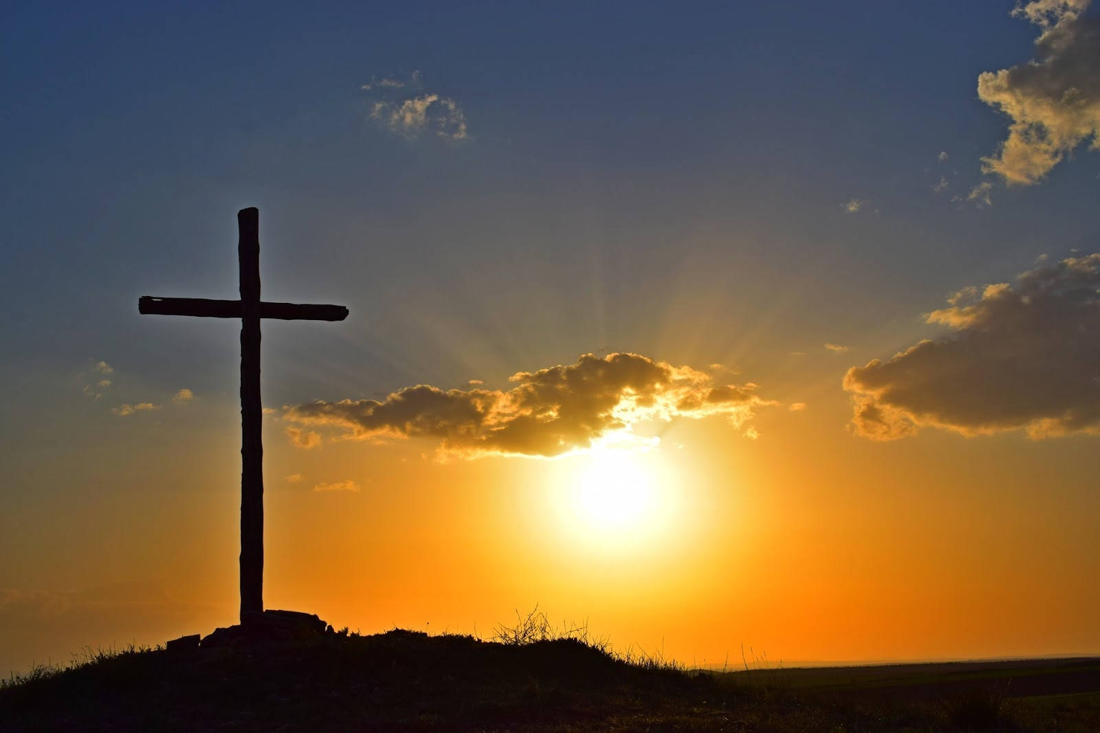 Christian Cross In The Horizon