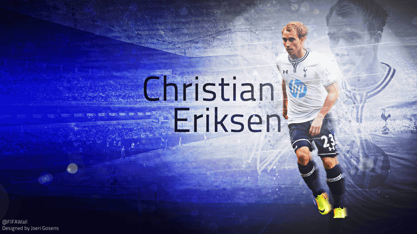 Christian Eriksen Blue And White Backdrop Background