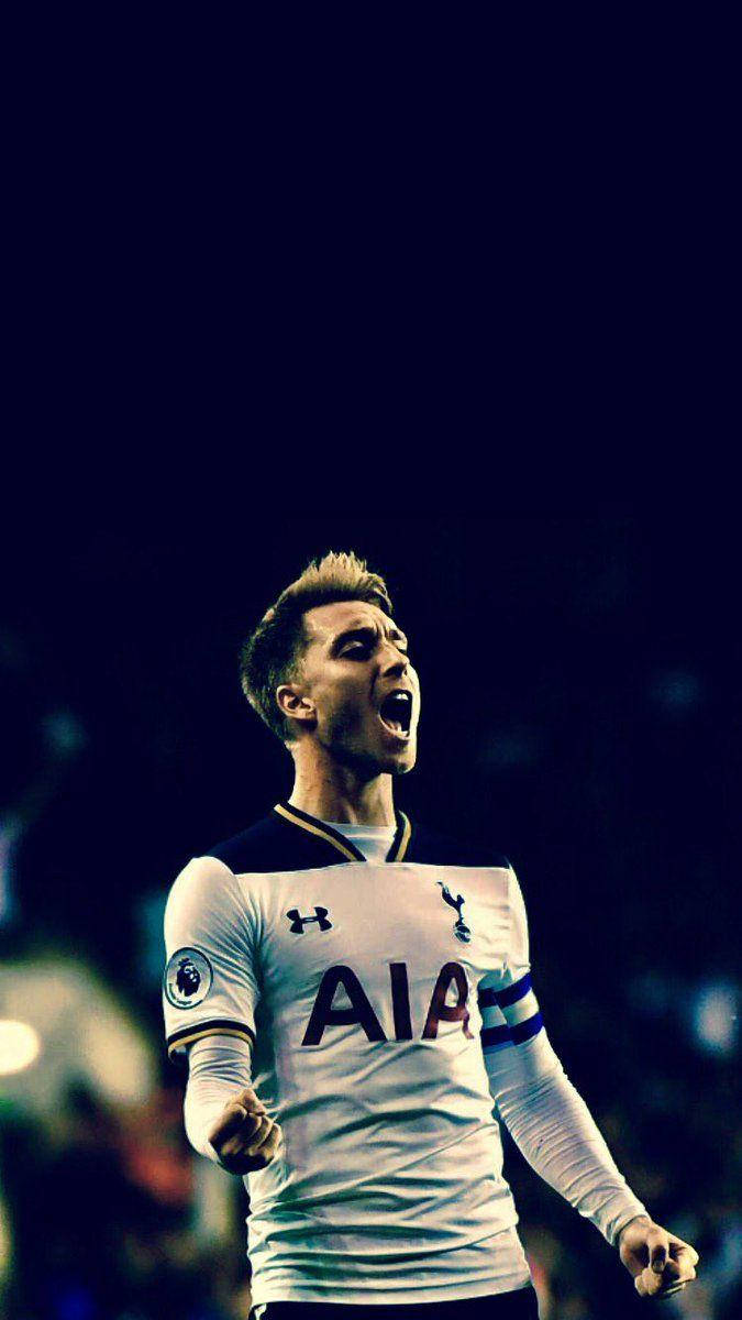 Christian Eriksen Celebrates Scoring A Goal Background