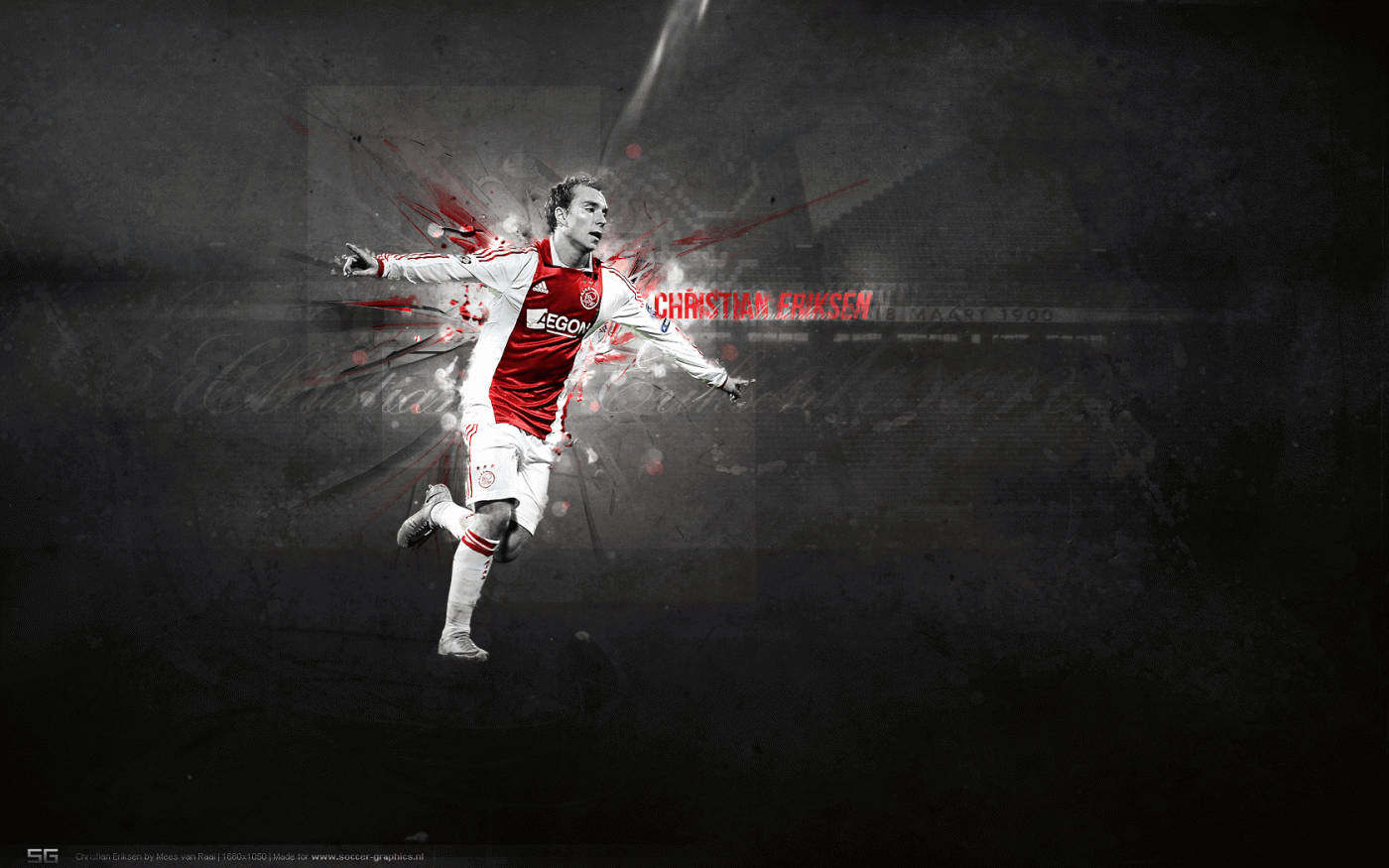 Christian Eriksen With Red And White Color Filter