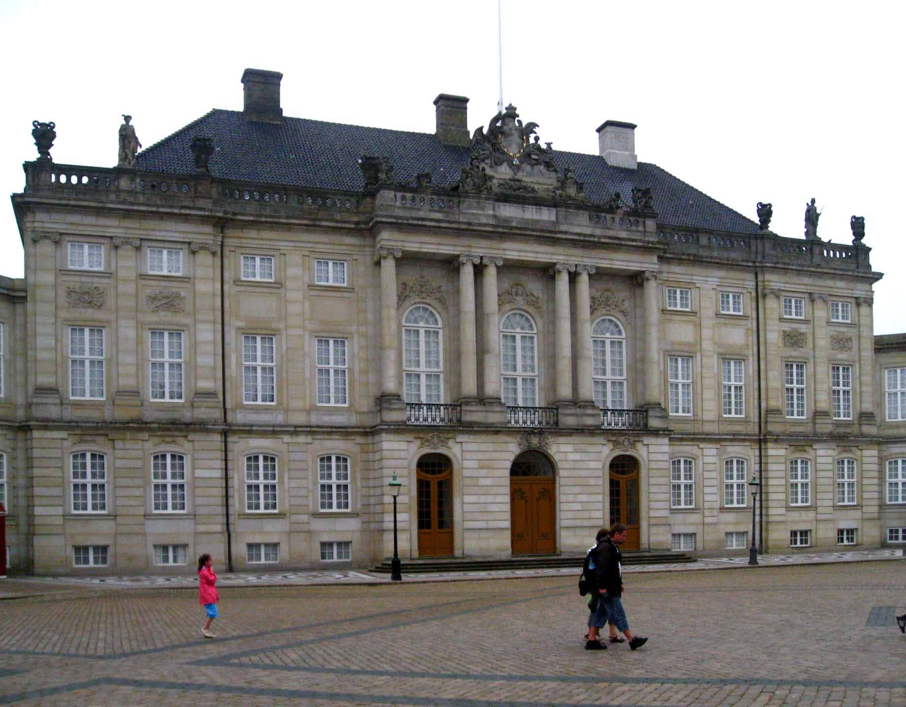 Christian Vii's Palace At Amalienborg Palace Square Background