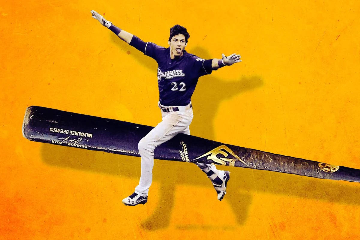 Christian Yelich In Yellow Background