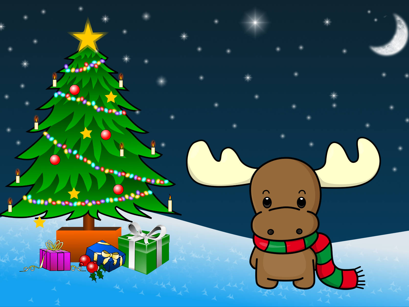 Christmas Aesthetic Desktop Cartoon Tree Background