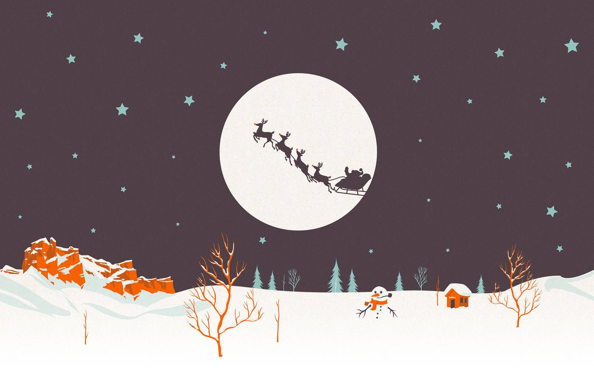 Christmas Aesthetic Desktop Flying Santa Background