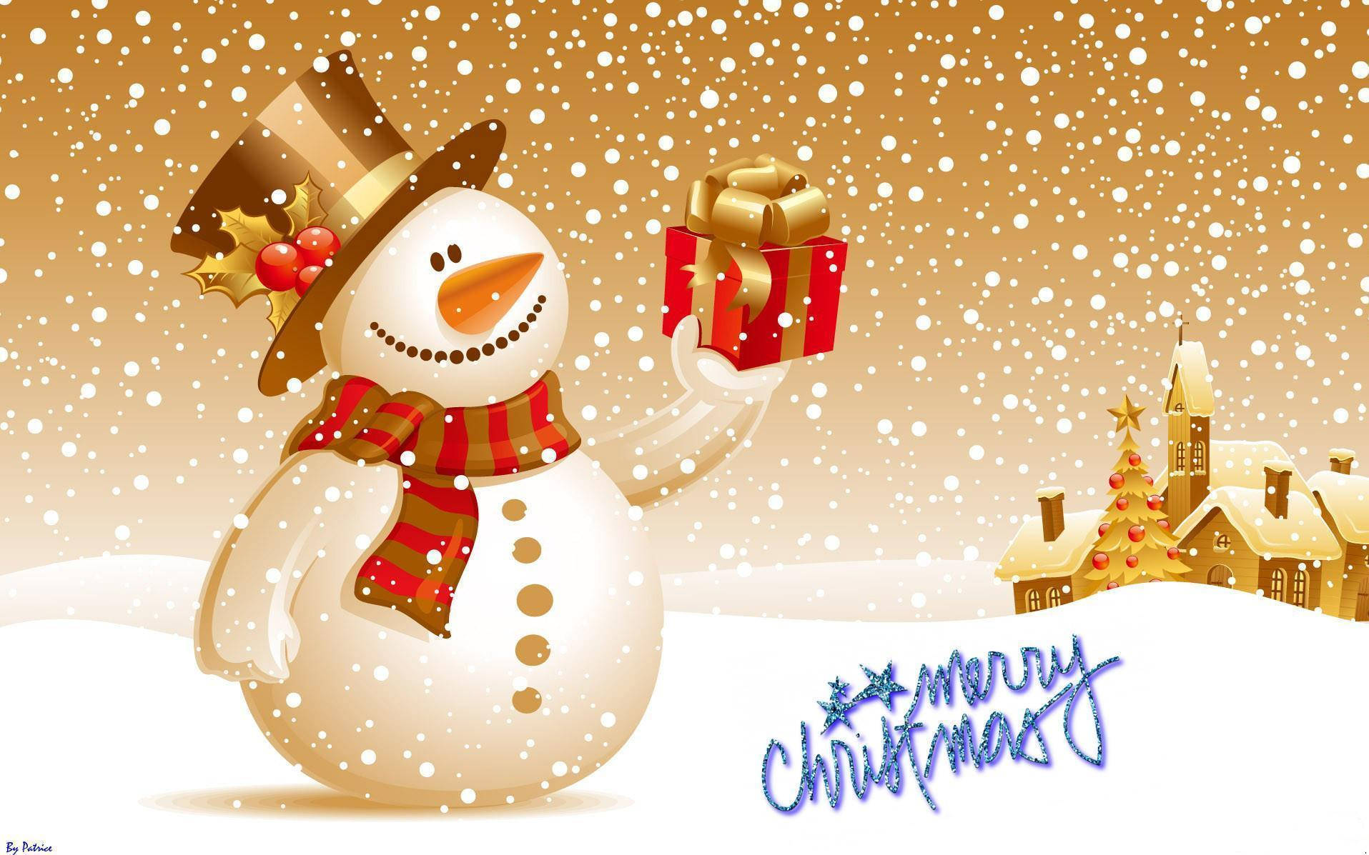 Christmas Aesthetic Desktop Snowman Gift Background