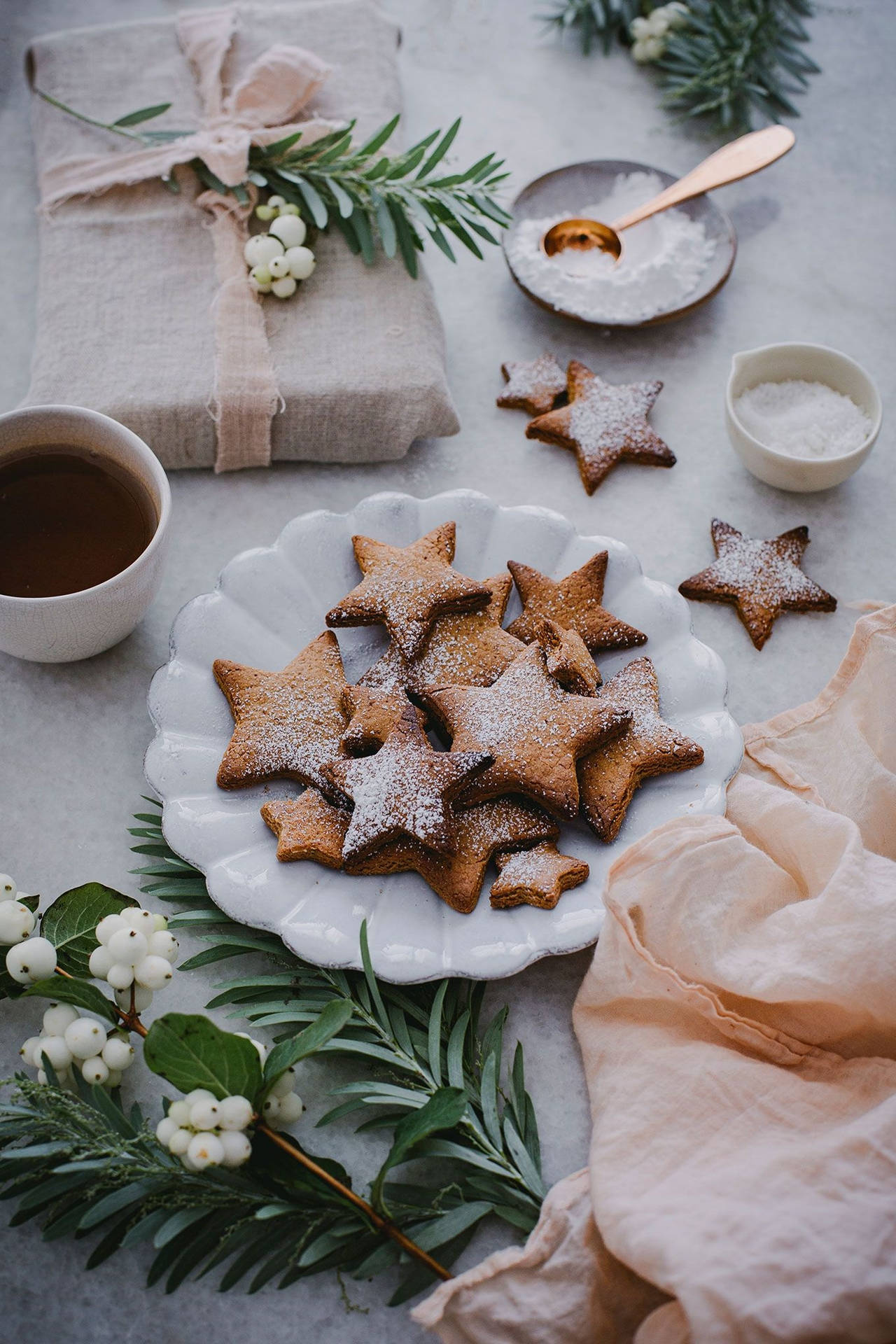 Christmas Aesthetic Star Cookies Background