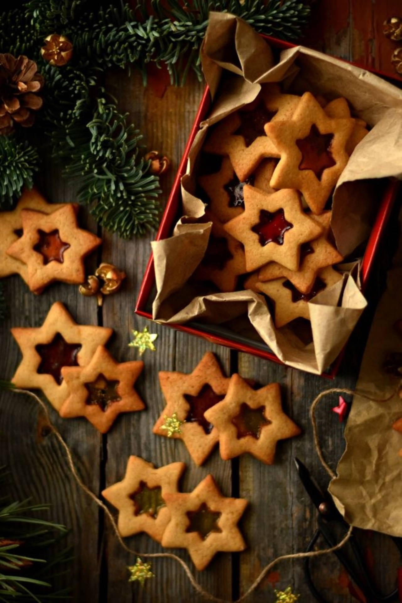 Christmas Aesthetic Star-shaped Cookies Background