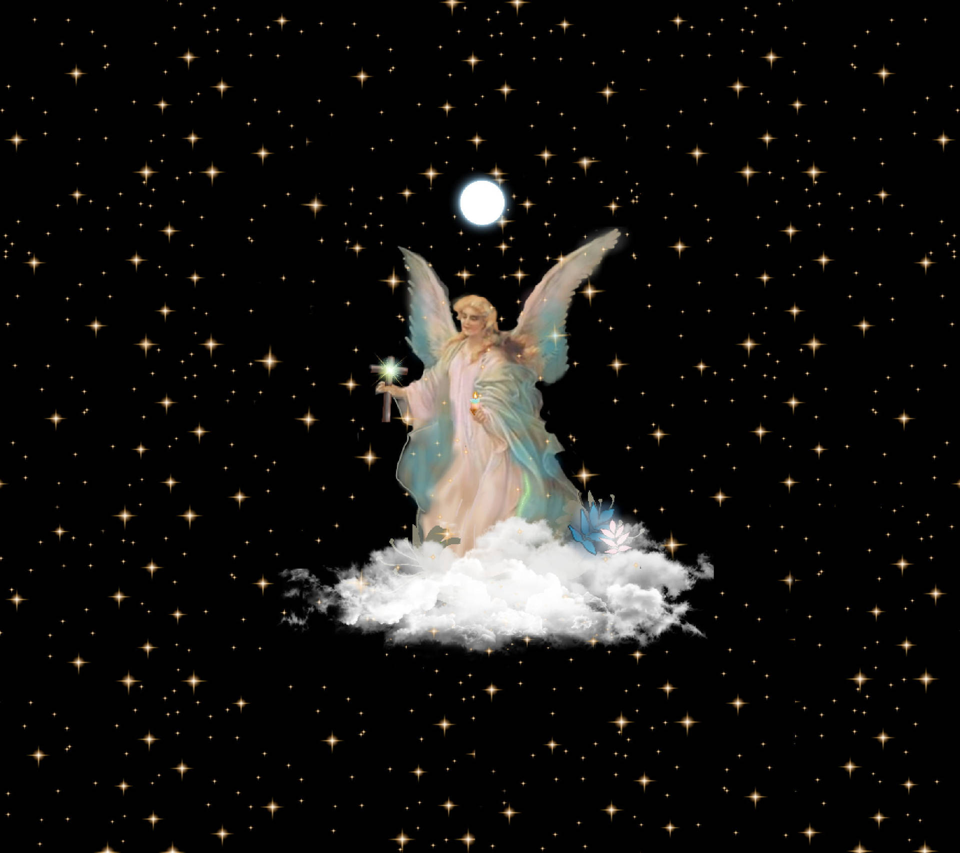 Christmas Angel Starry Art Background