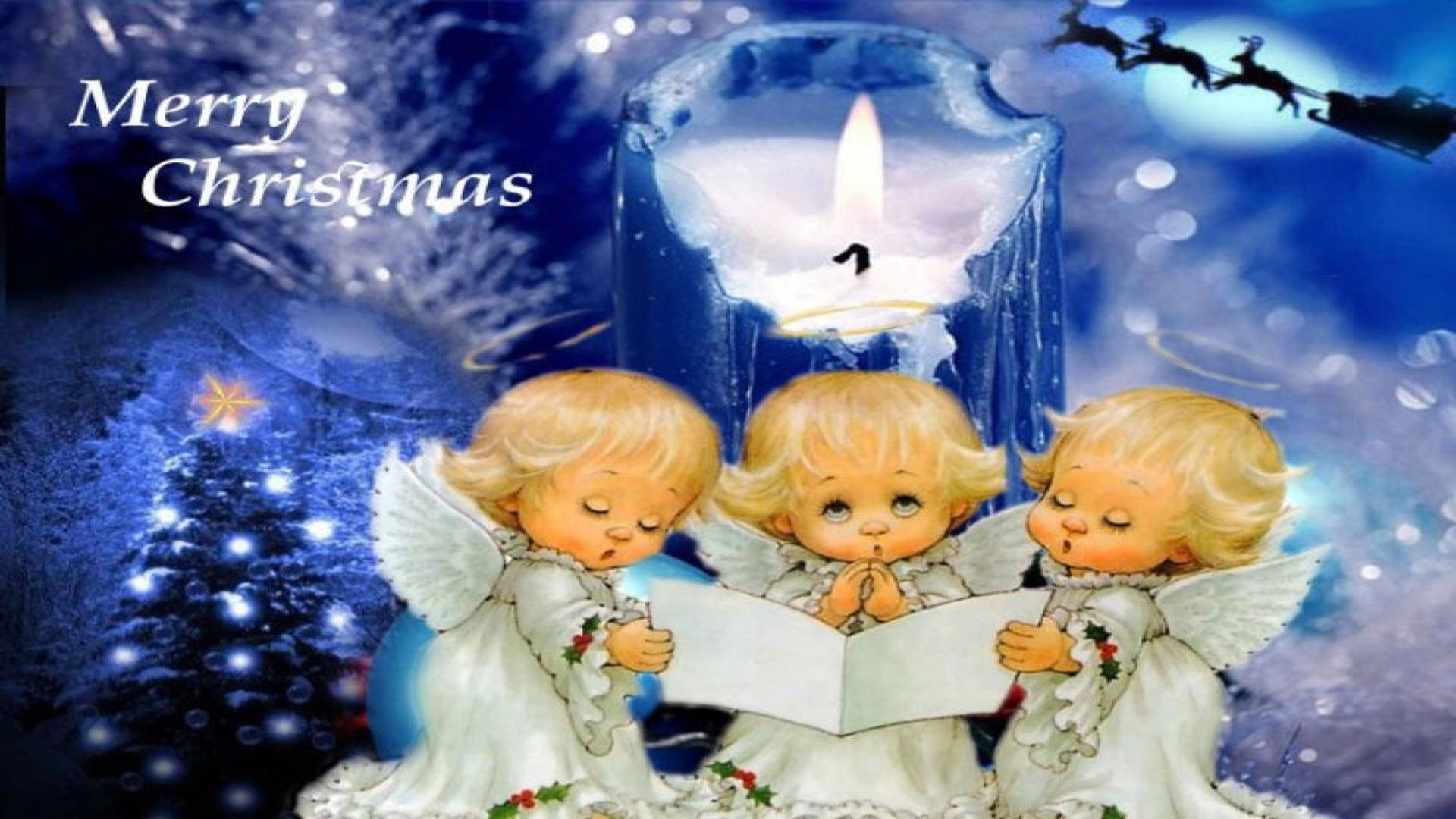 Christmas Angels Blue Illustration