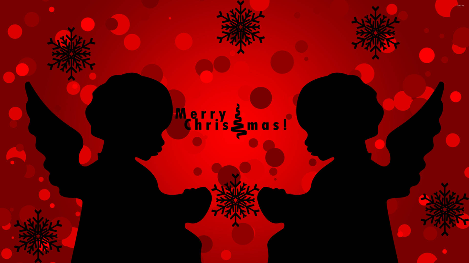 Christmas Angels Silhouette Background