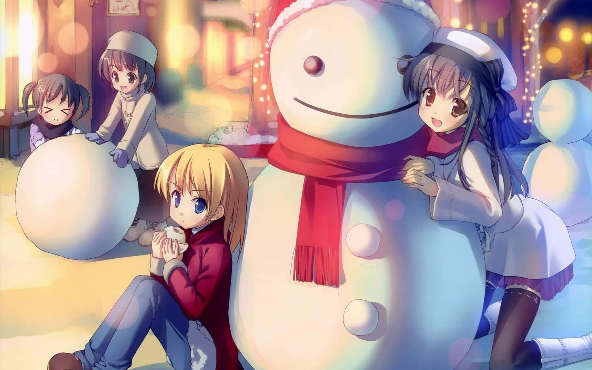 Christmas Anime Pfp Of Kids Playing Snow