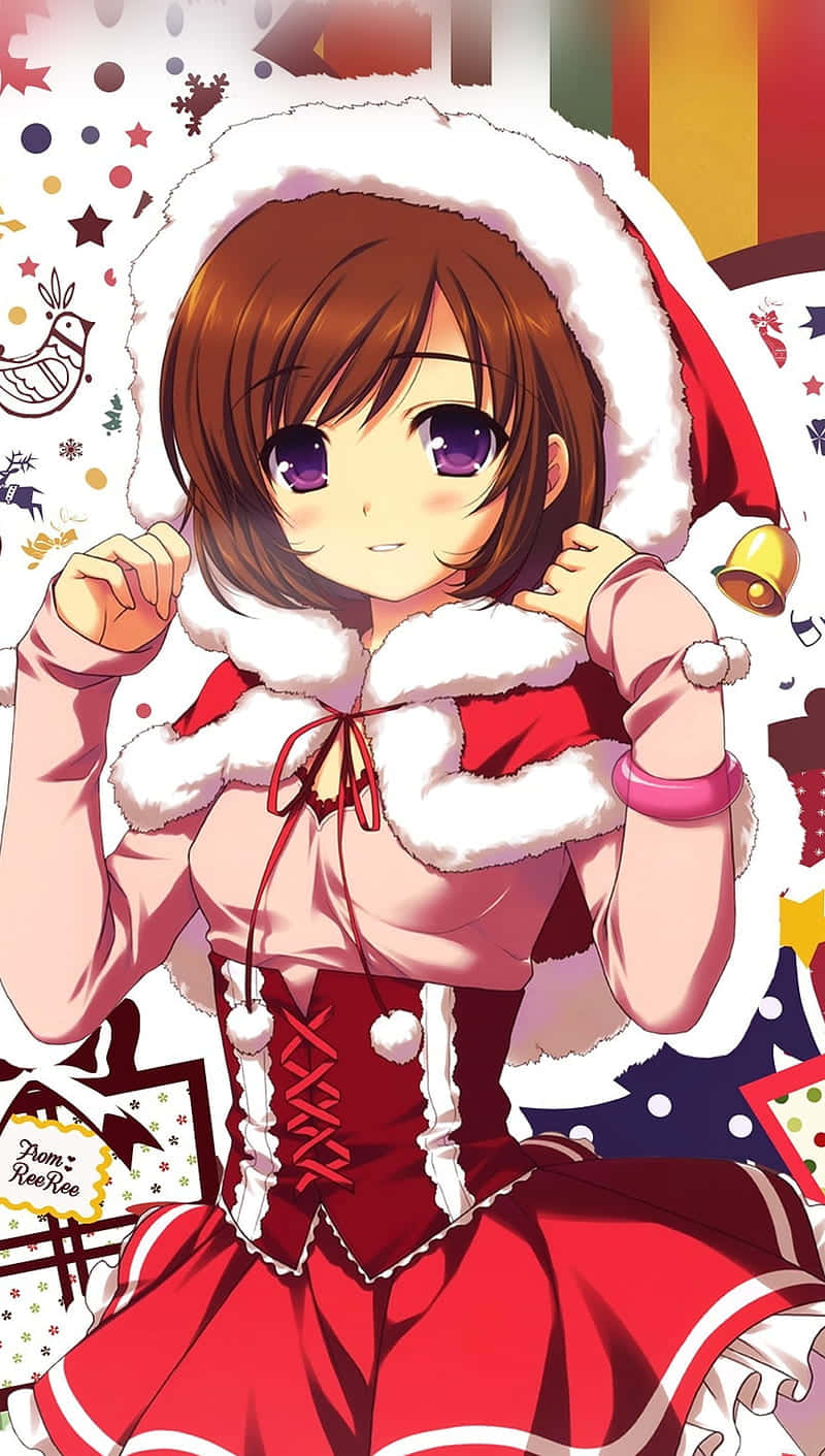 Christmas Anime Pfp Of Short Haired Girl Background