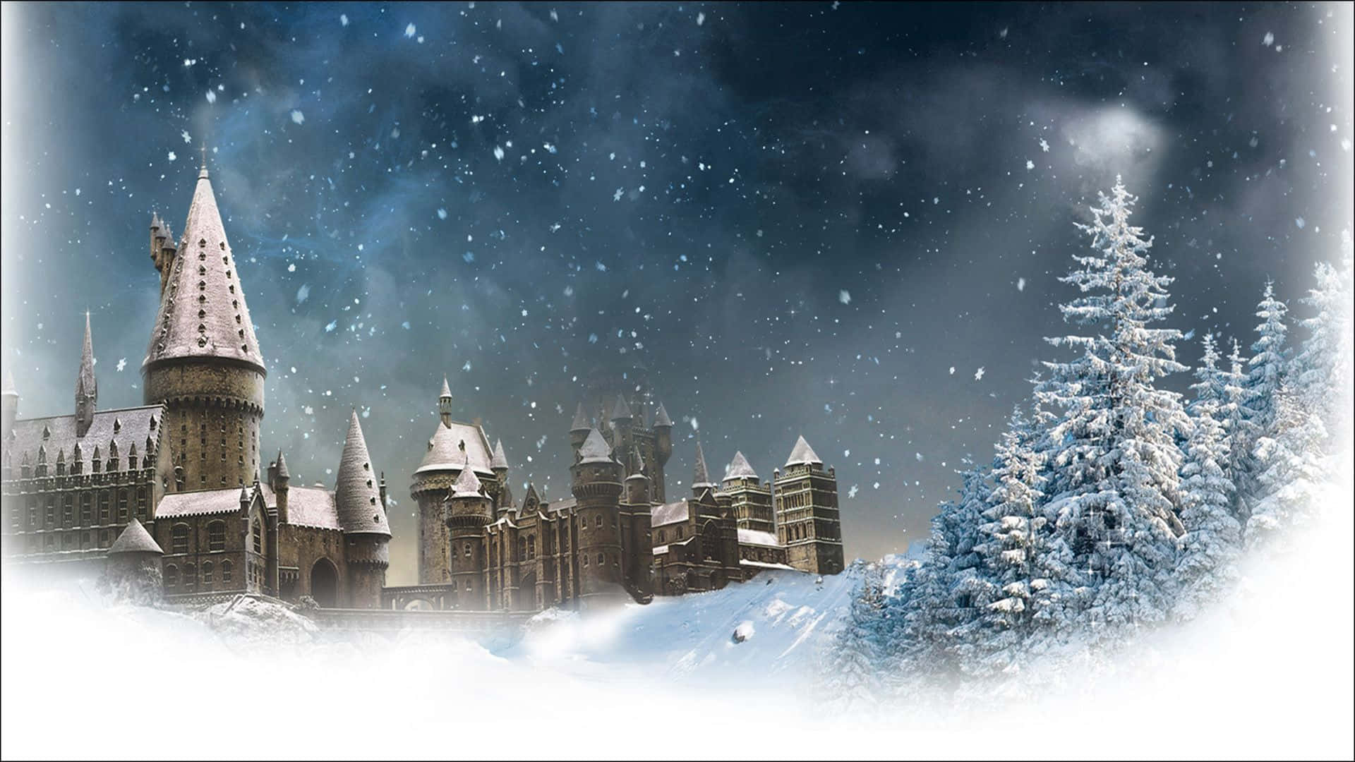 Christmas At Hogwarts Tree Background