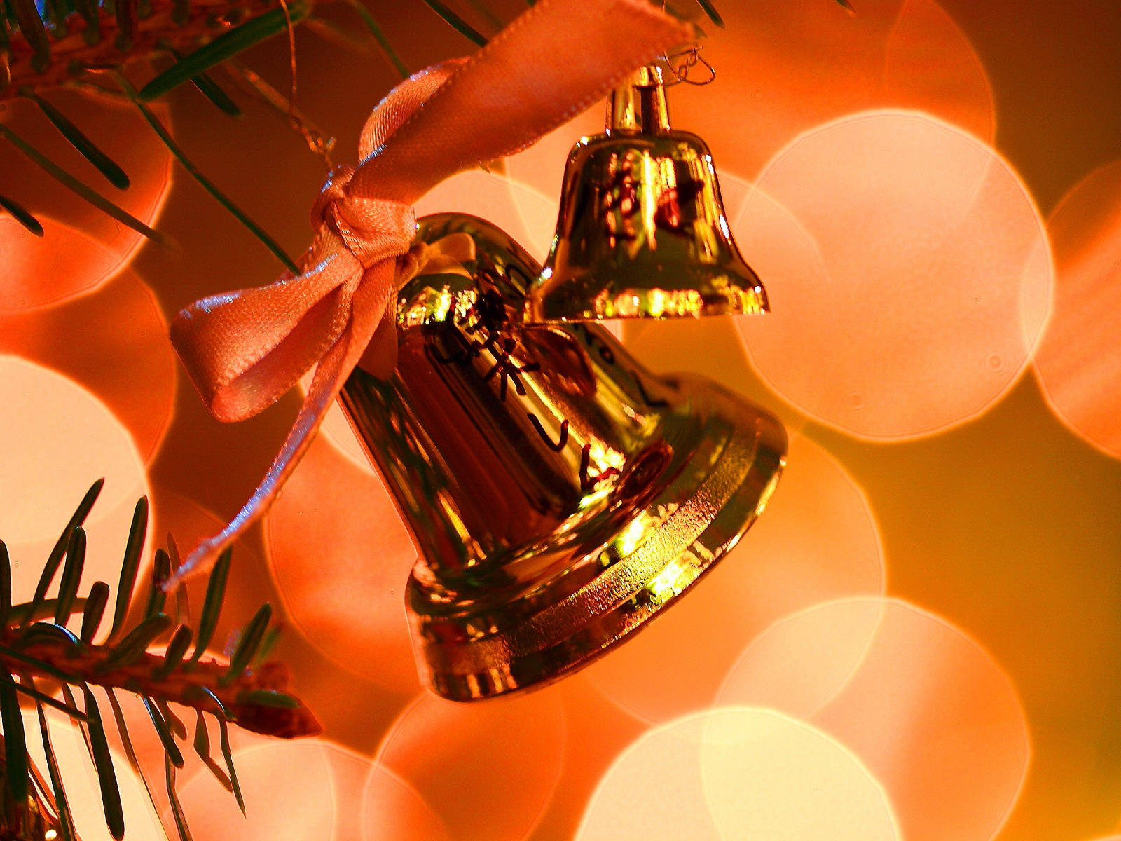 Christmas Bell Peach Sparkles Background