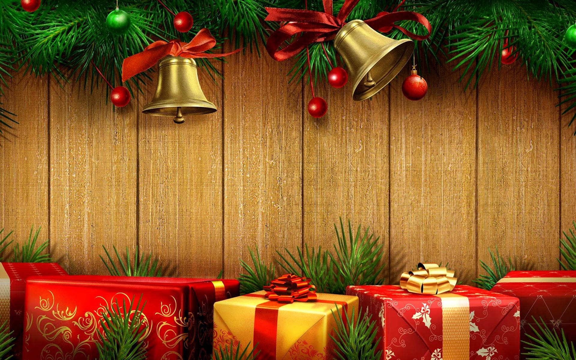 Christmas Bells And Presents Background