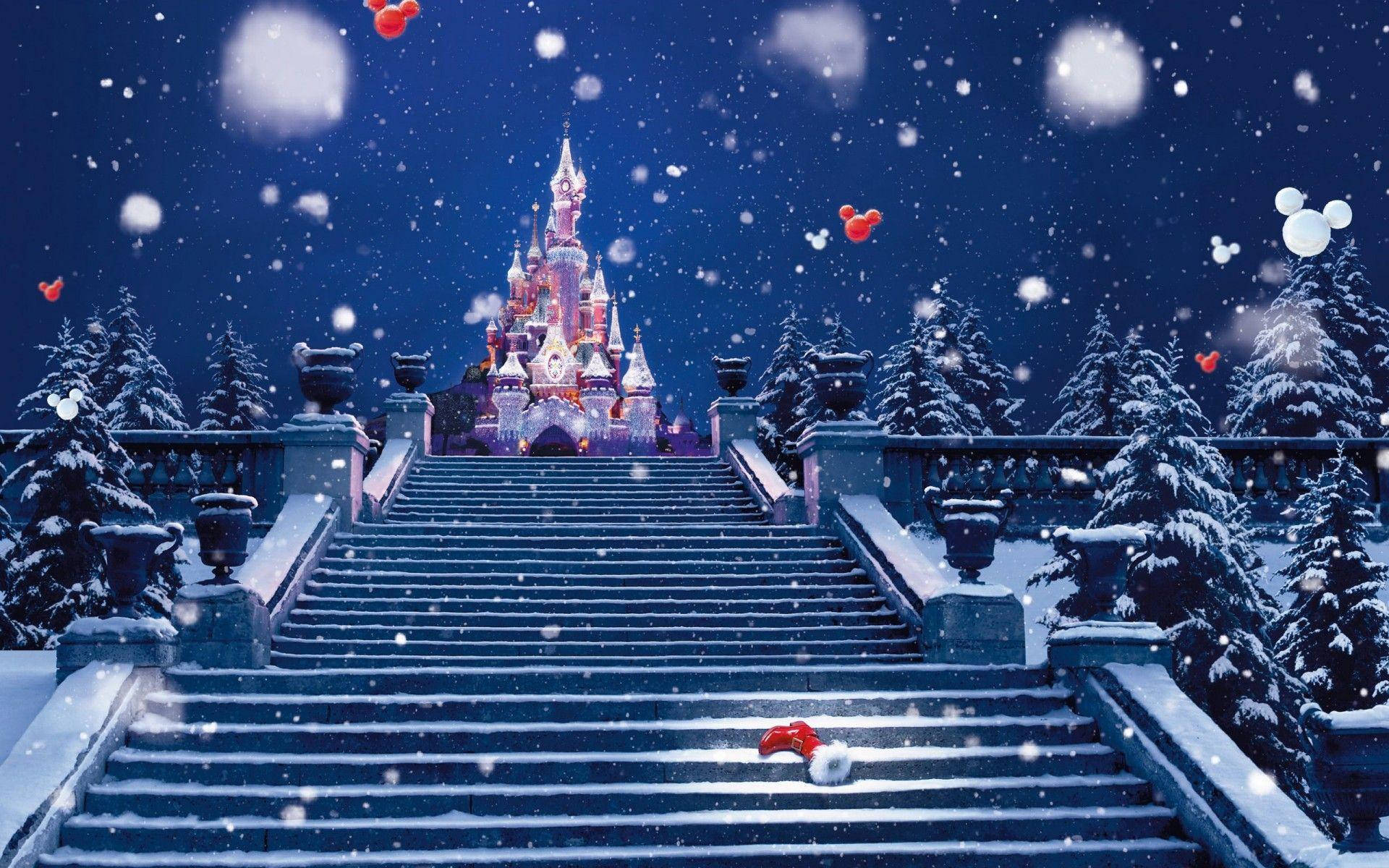 Christmas Boots Disney Castle Background