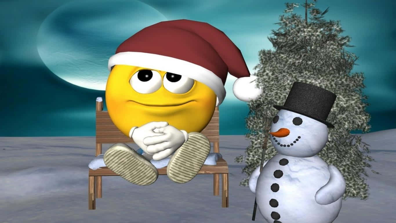 Christmas Cartoon M&m Chocolate And A Snowman