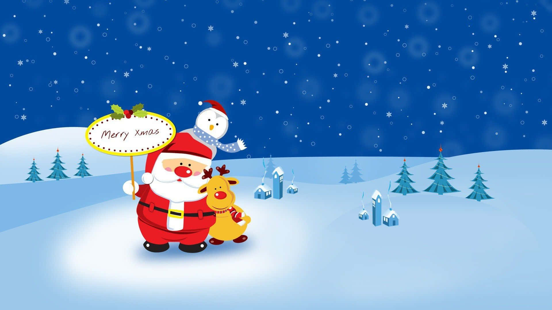 Christmas Cartoon Santa Claus And Rudolph