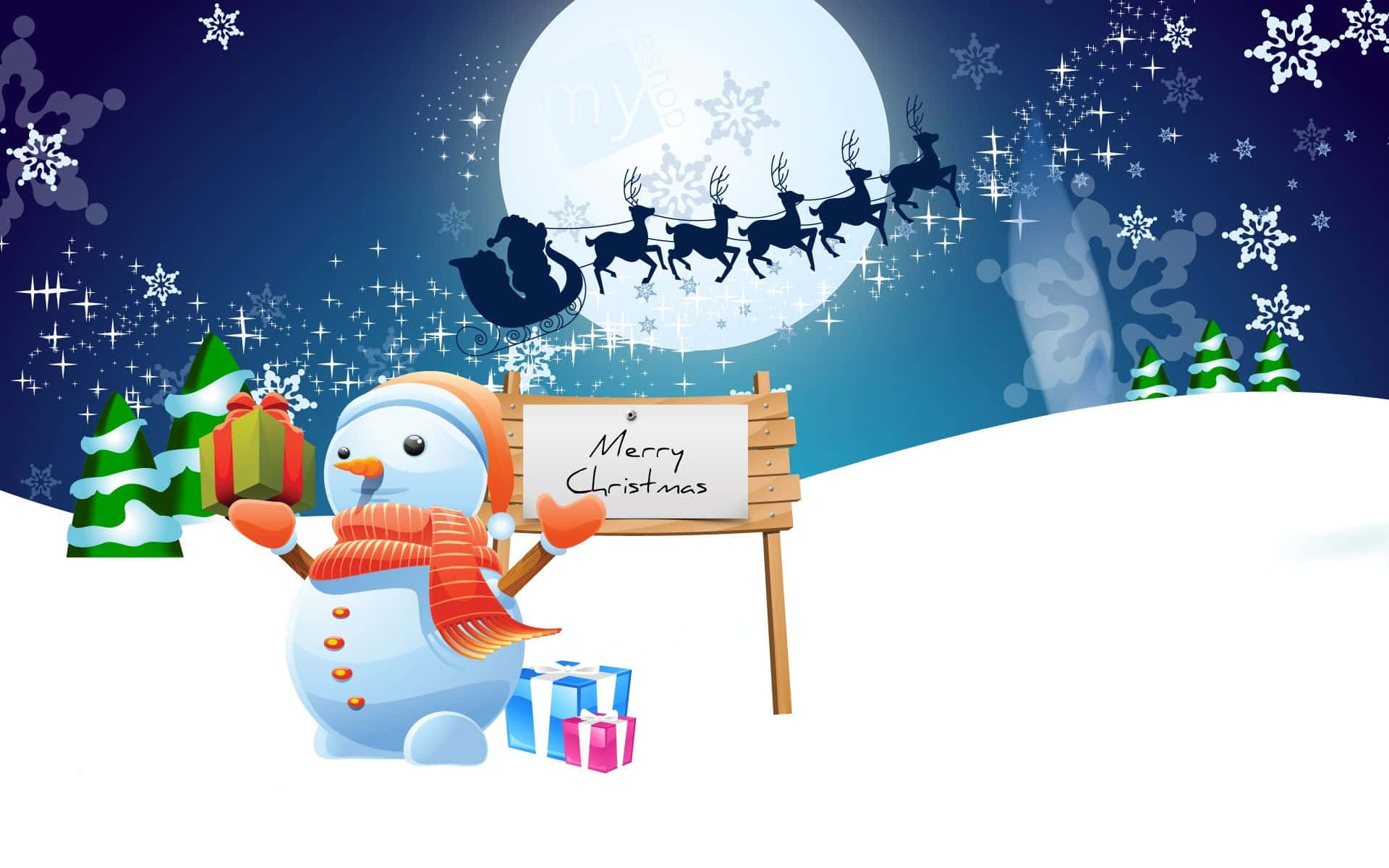 Christmas Cartoon Snow Landscape Background