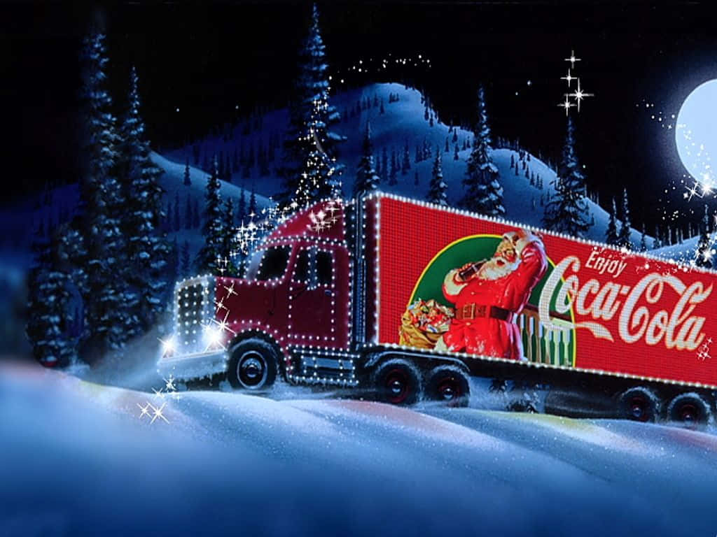 Christmas Cheer Arrives In The Form Of A Vintage Truck. Background
