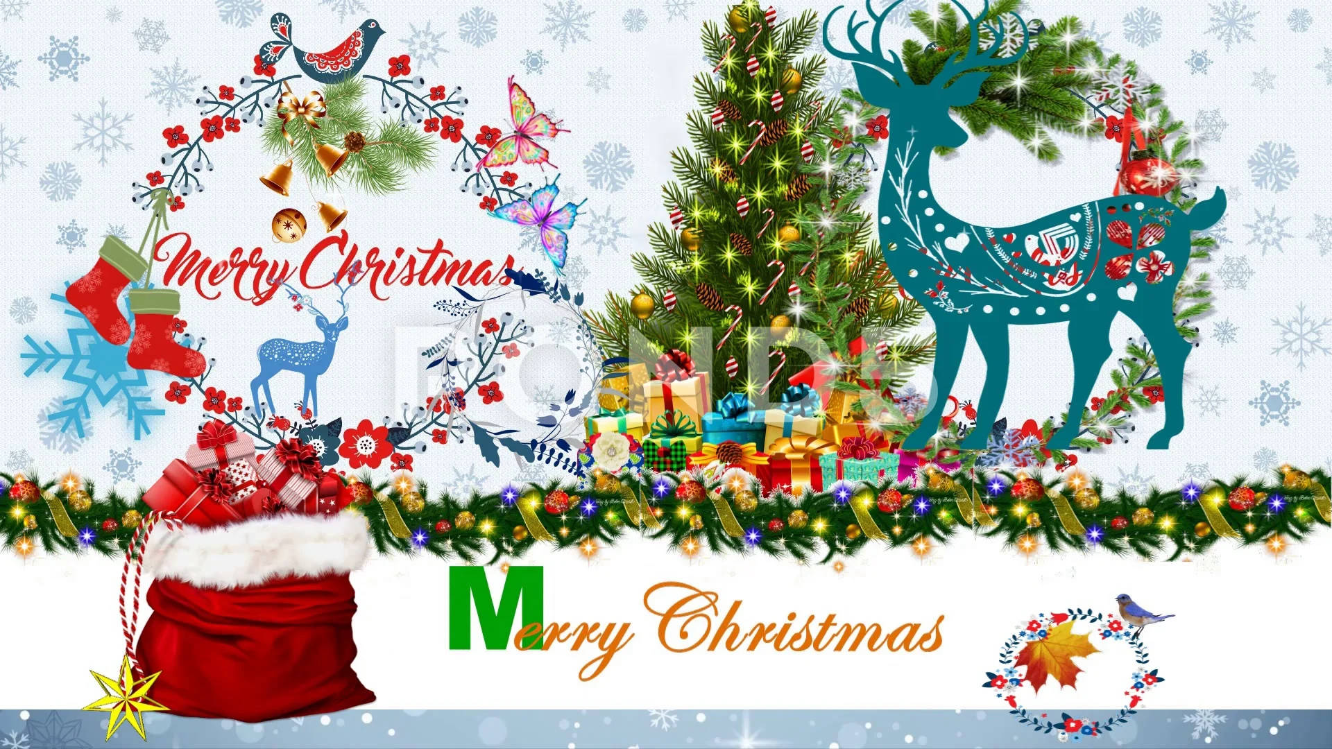 Christmas Collage Greeting Card Background