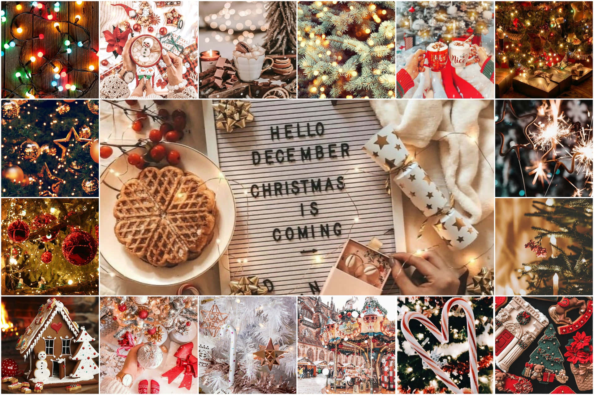 Christmas Collage Laptop Aesthetic Decor Background