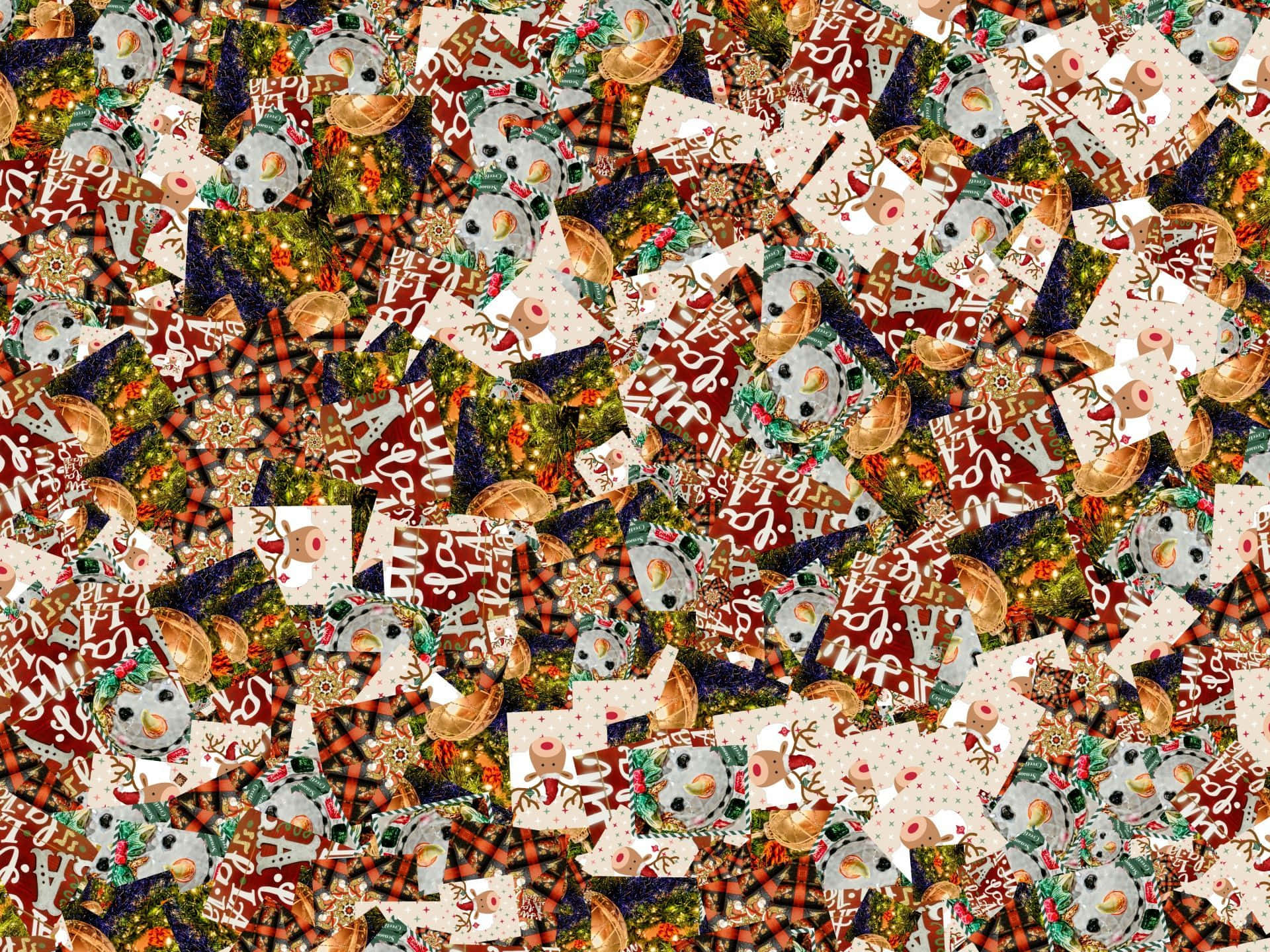 Christmas Collage Laptop Cookies Background