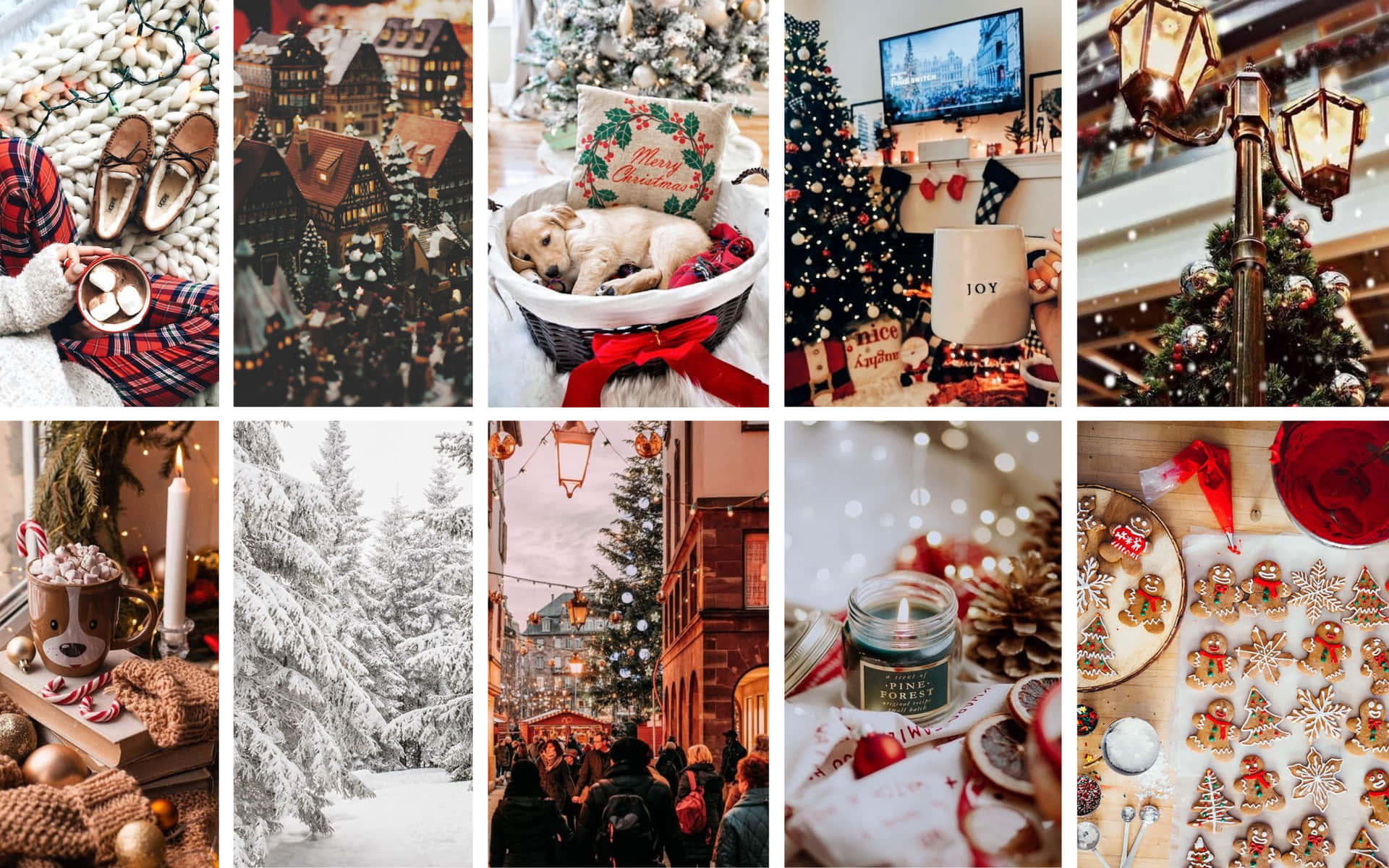 Christmas Collage With Christmas Decorations And Decorations Background