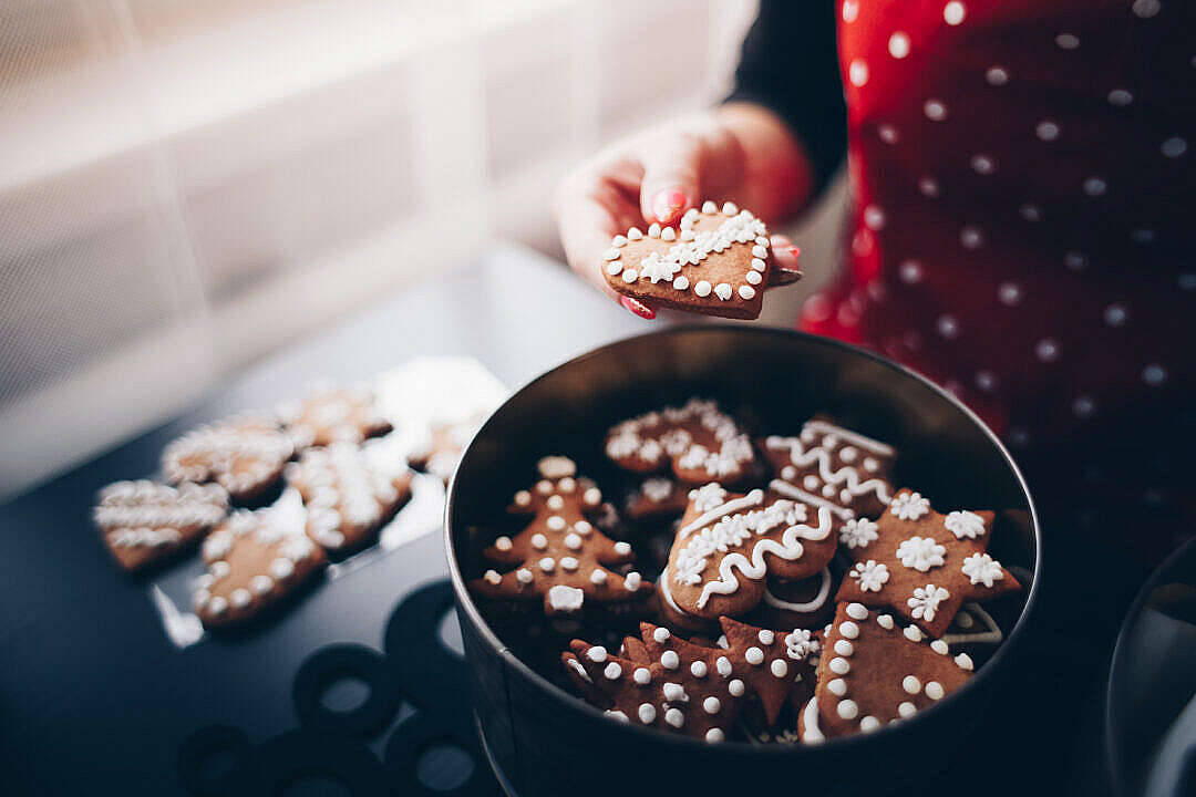 Christmas Cookie In Canister Background