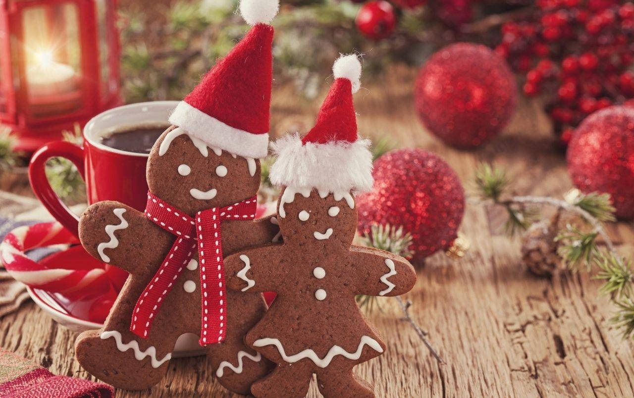 Christmas Cookies And Coffee Background