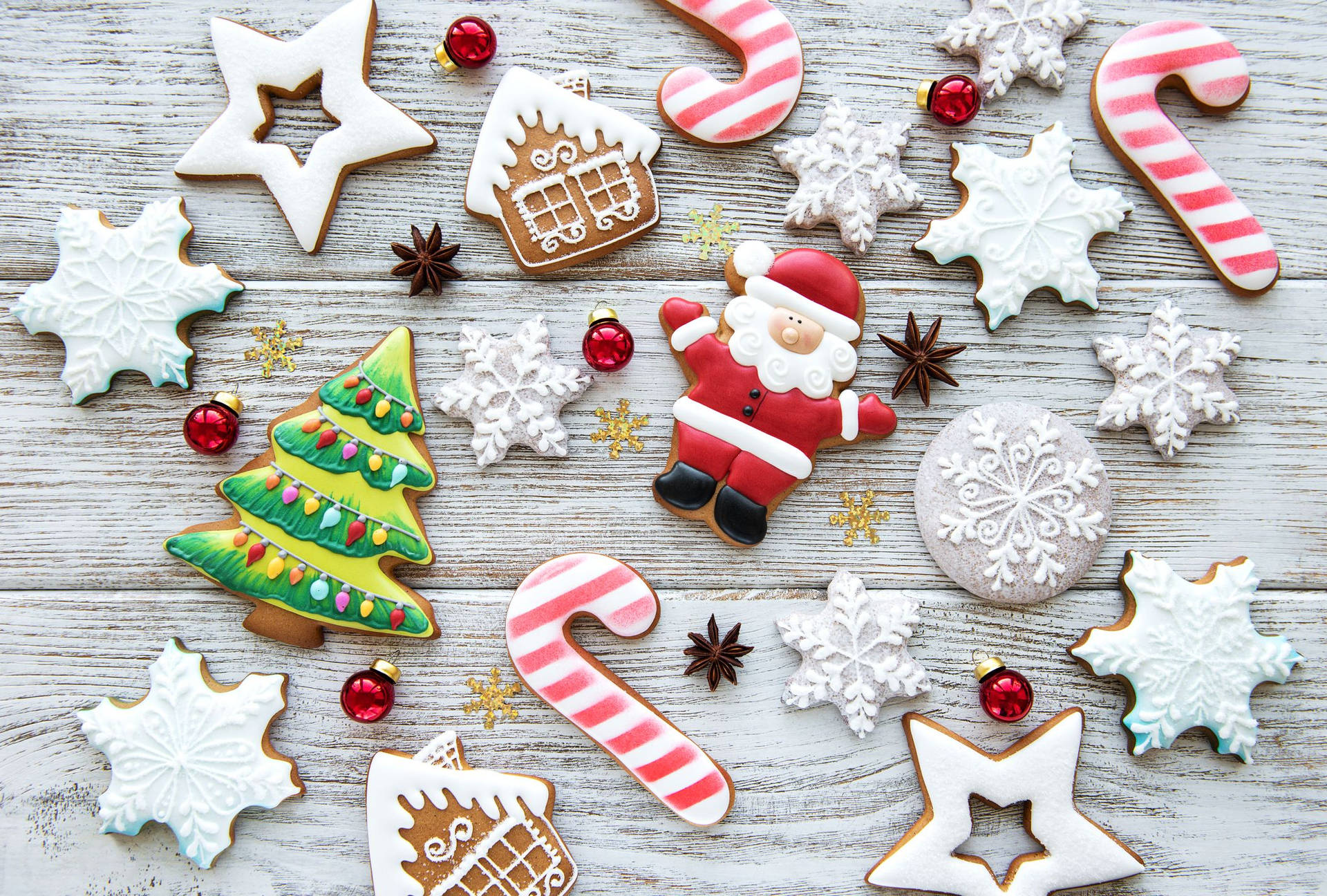 Christmas Cookies With Candy Canes Background
