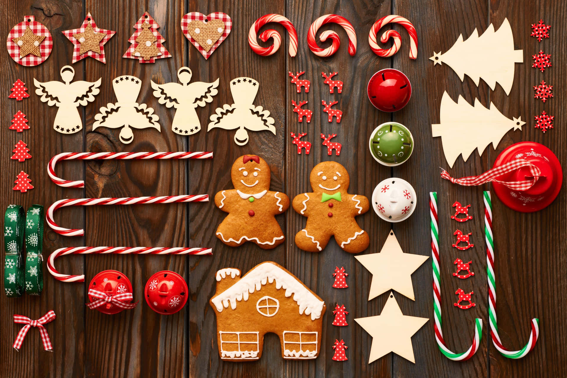 Christmas Cookiesand Decorations Top View Background