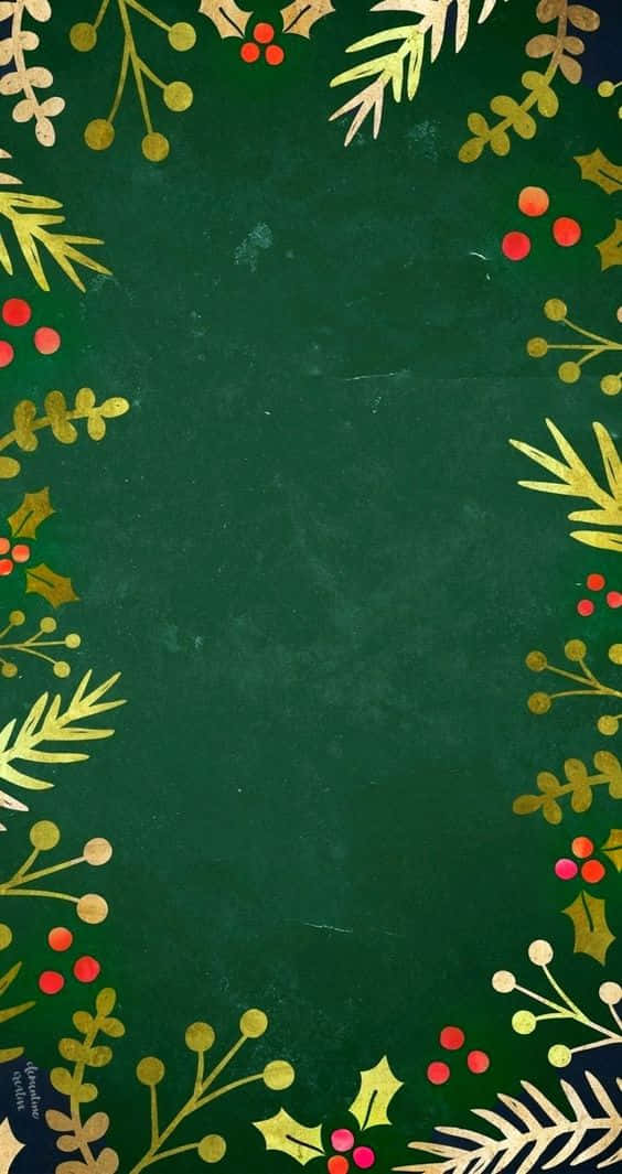 Christmas Decor Bordered On Dark Green