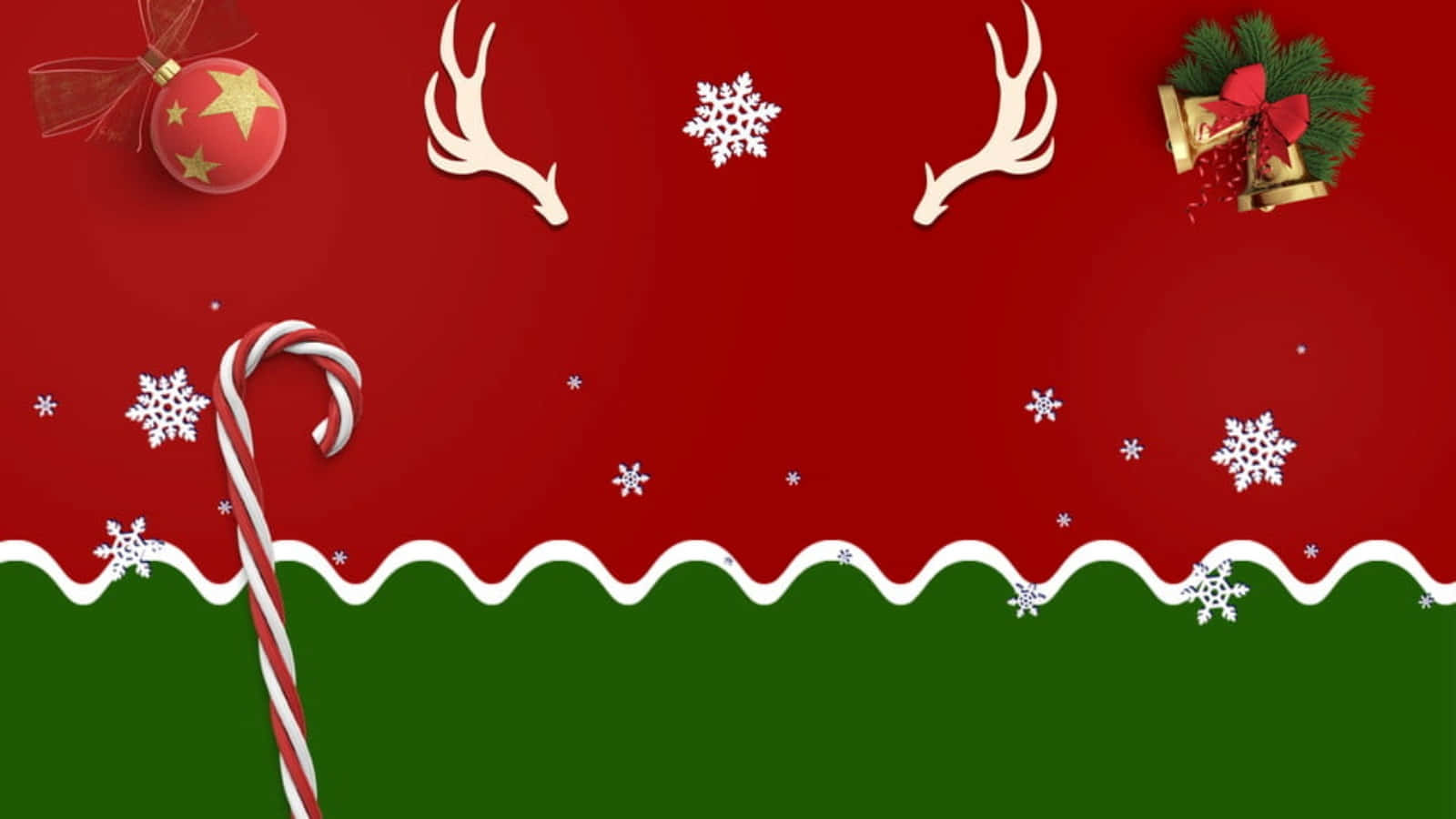 Christmas Decorations In Rich Red And Green Colors Background