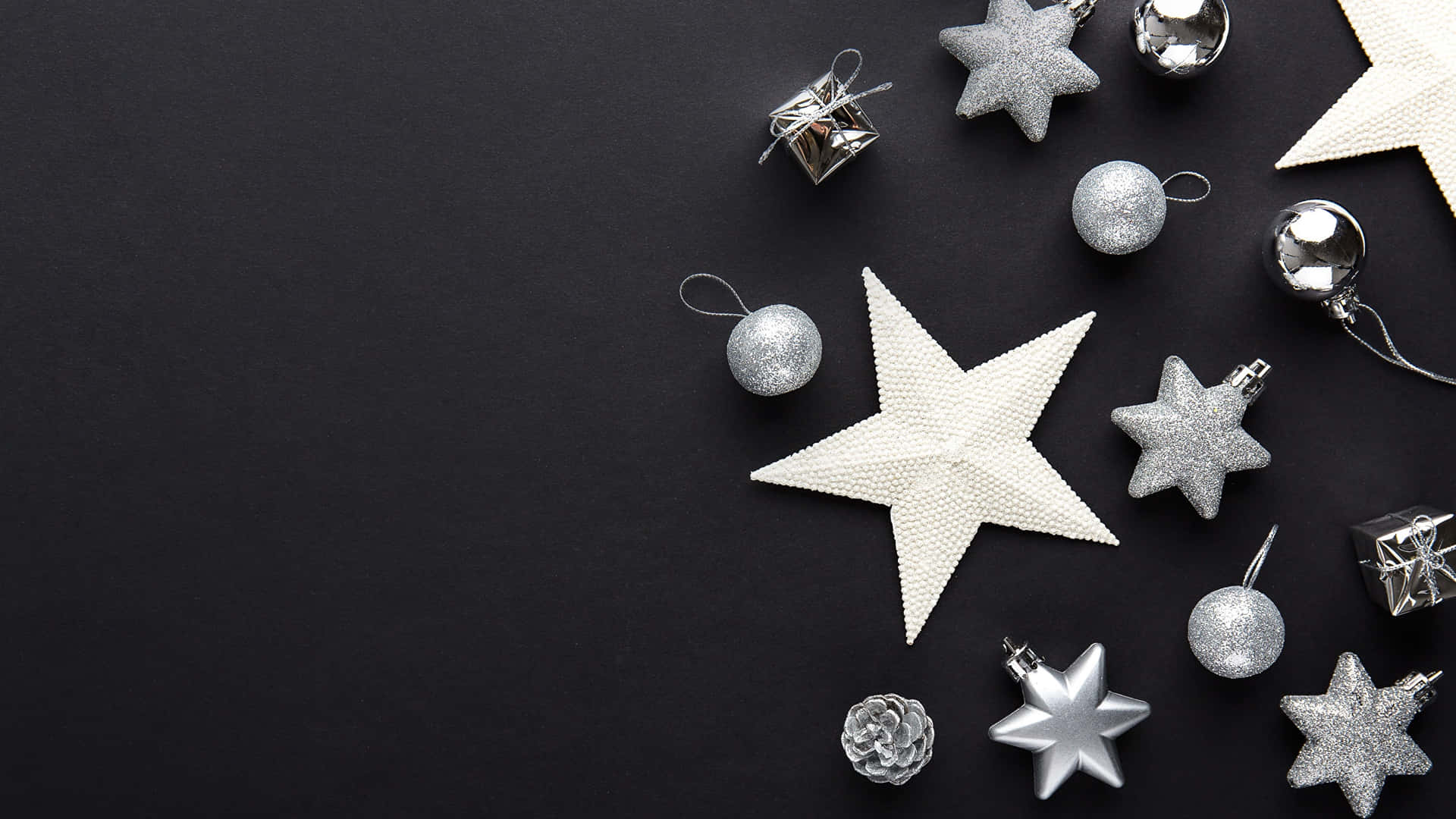 Christmas Decorations On A Black Background