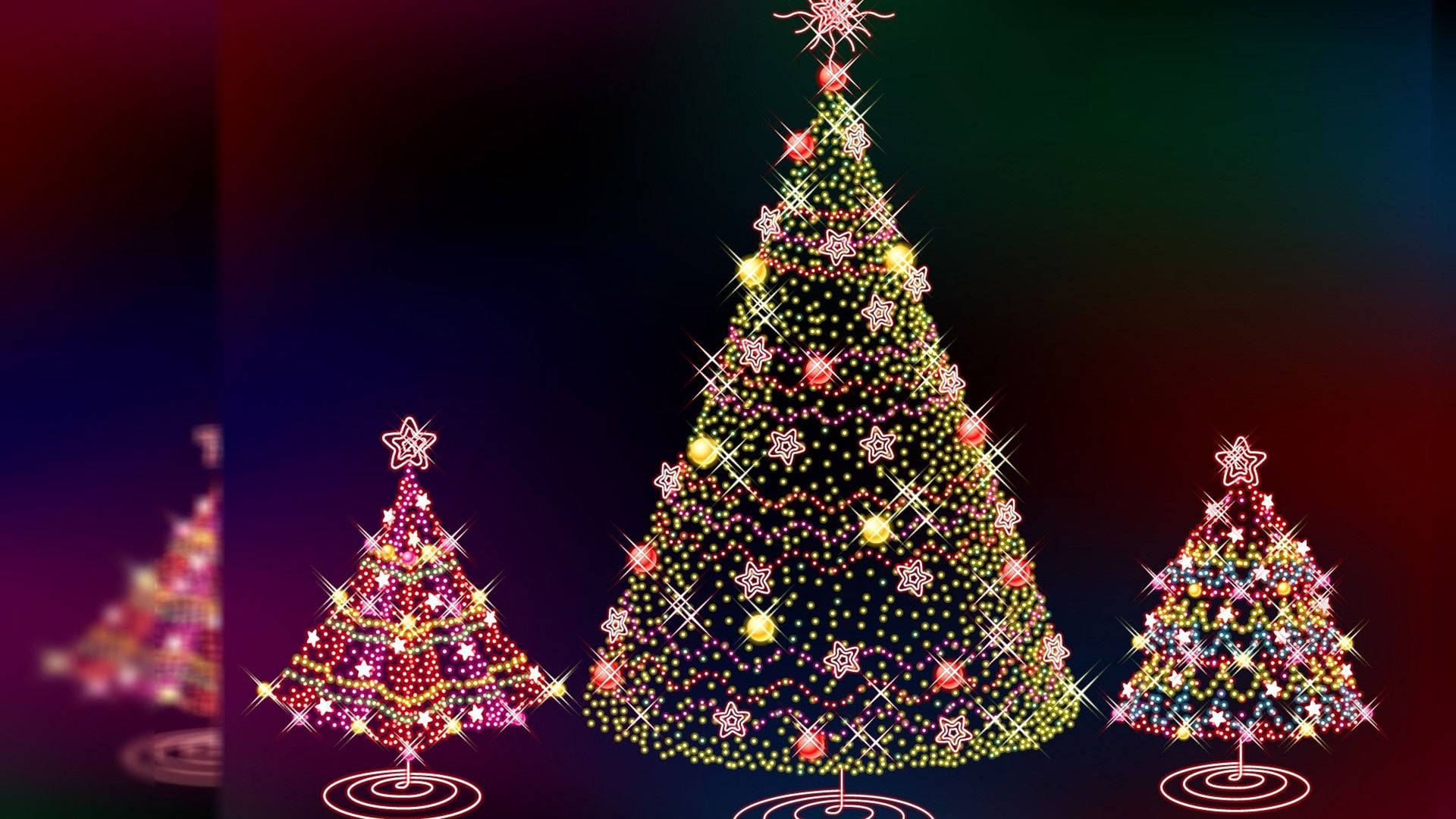 Christmas Desktop Colorful Trees Background