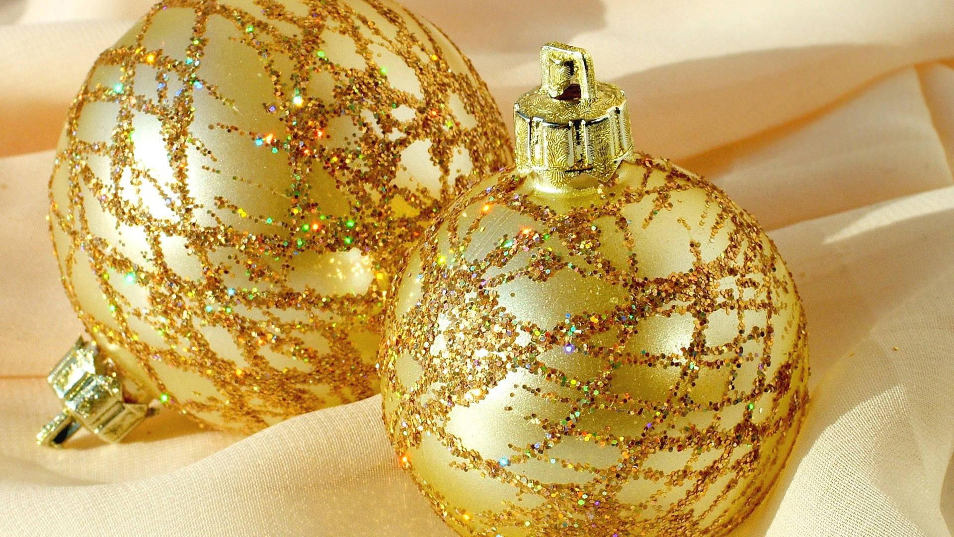 Christmas Desktop Gold Glitter Balls Background
