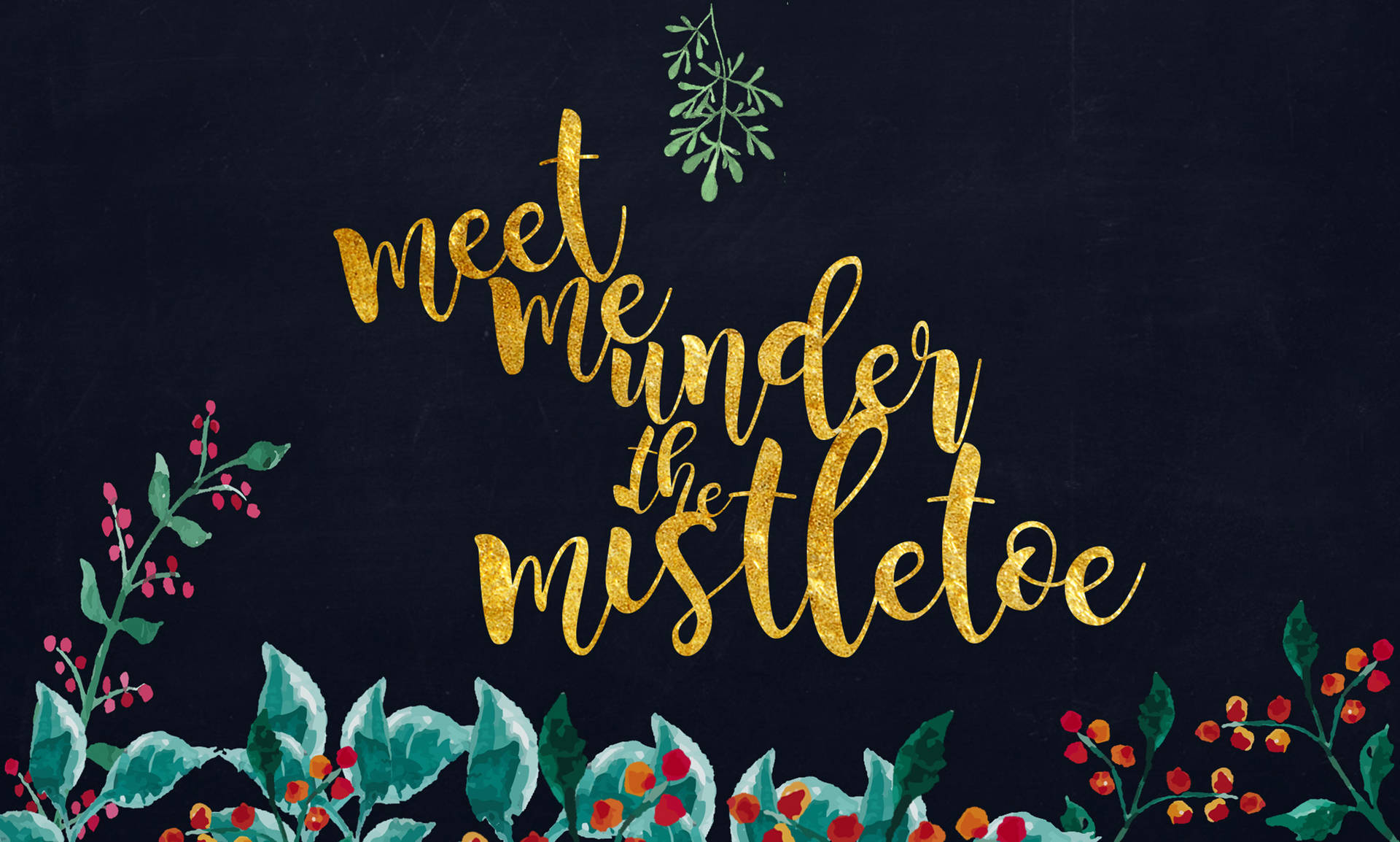 Christmas Desktop Mistletoe Quote Background